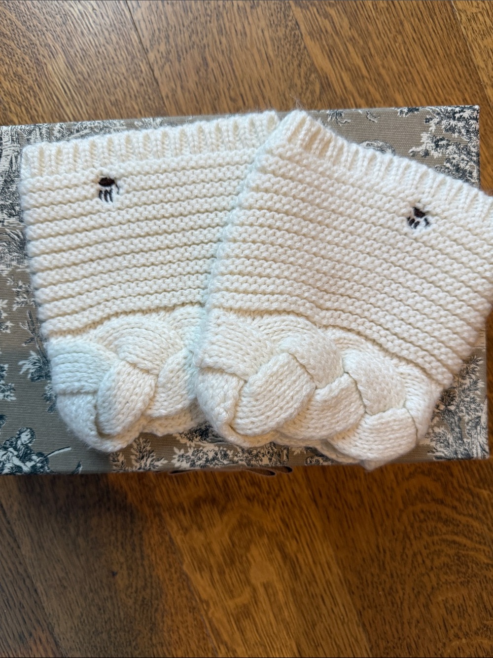 Cream Knit Braided Cuff Leg Warmers